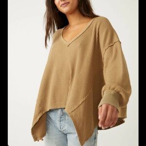 We The Free Beige Waffle Knit Top